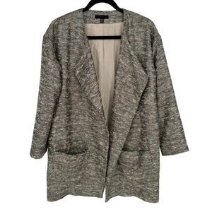 Joe's Jeans Metallic Tweed Drape Coat 3/4 Sleeves Pockets Holidays Party  S